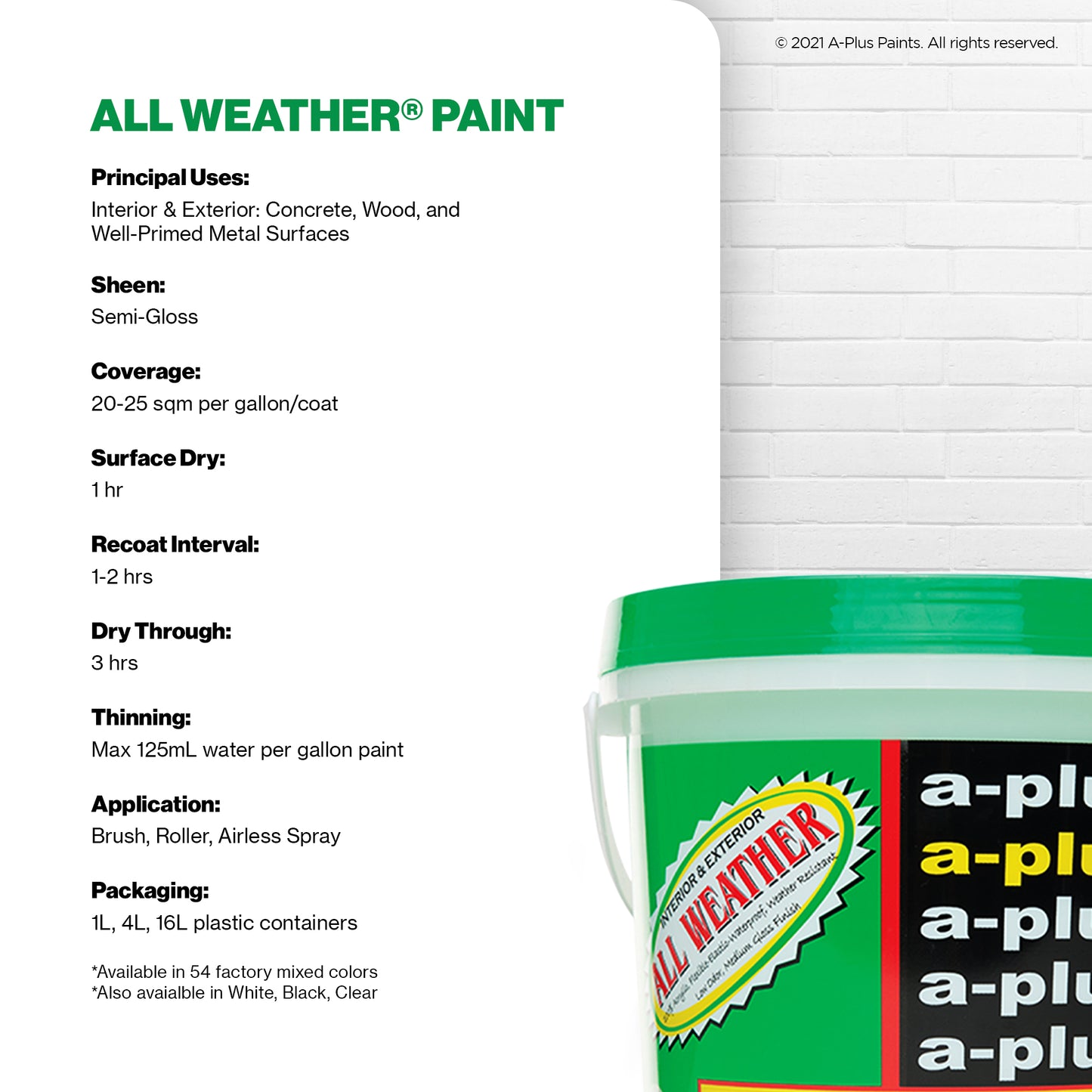 A-Plus All Weather® 2081 Topcoat Clear Elastomeric Paint