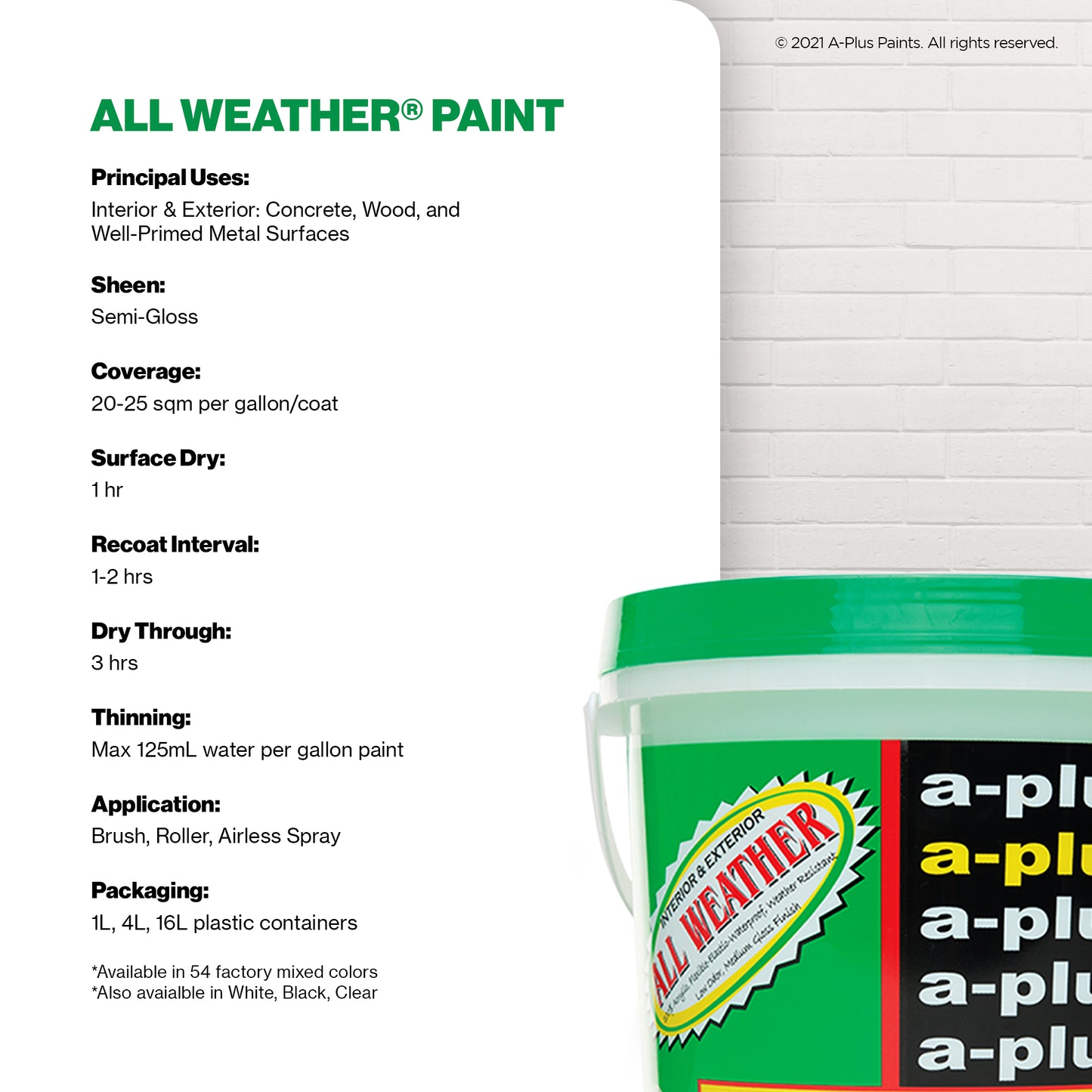 A-Plus All Weather® 2139 Serpegiante Elastomeric Paint