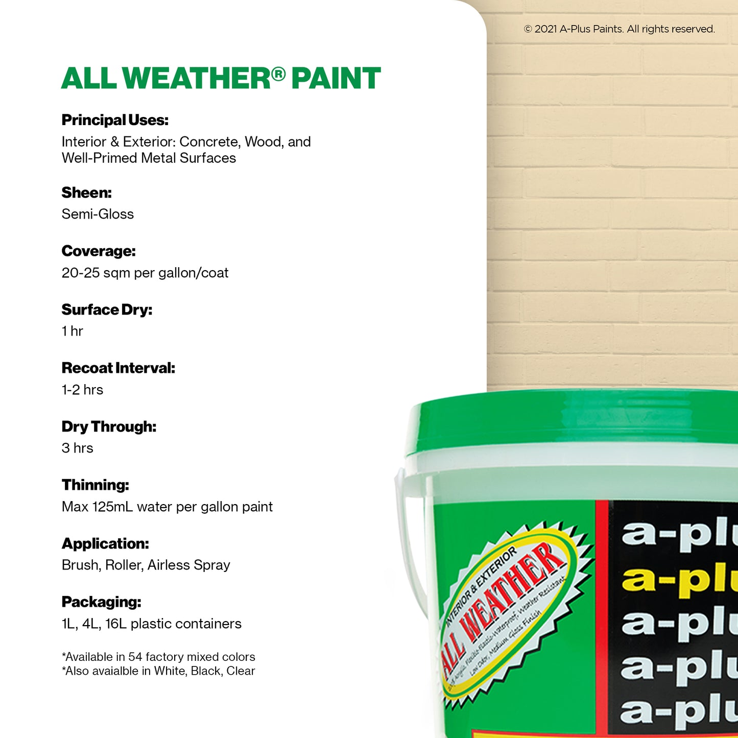 A-Plus All Weather® 2211 Primavera Elastomeric Paint