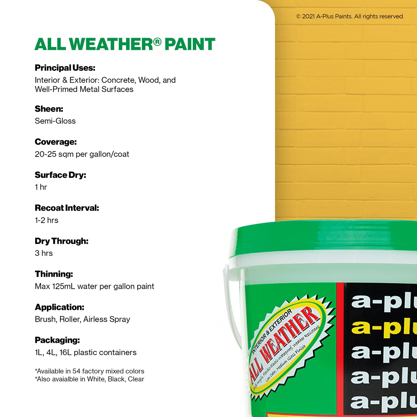 A-Plus All Weather® 2272 Sunflower Yellow Elastomeric Paint