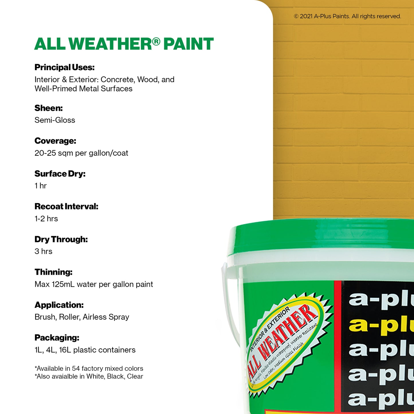 A-Plus All Weather® 2278 Sundance Yellow Elastomeric Paint