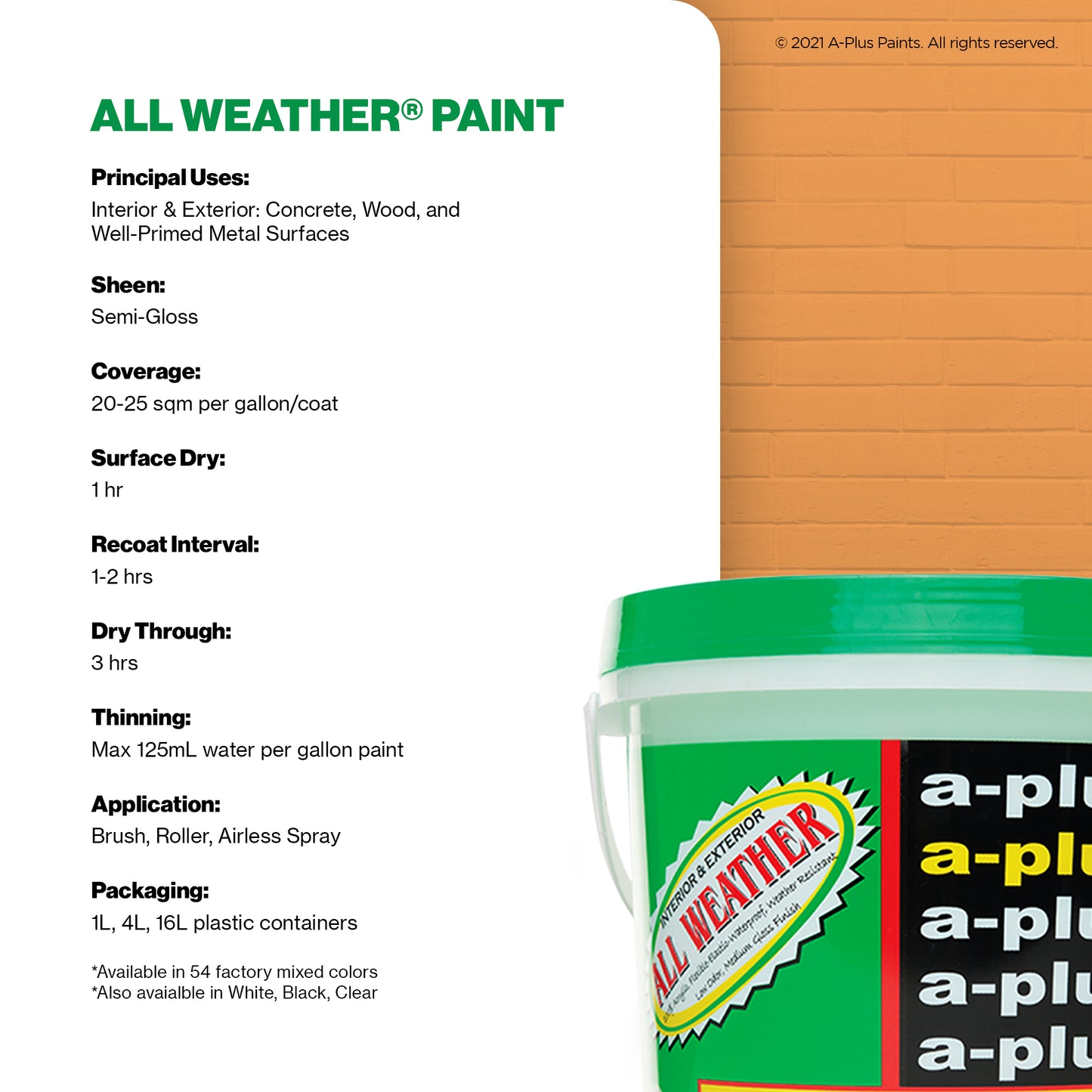 A-Plus All Weather® 2333 Orange Fantasy Elastomeric Paint
