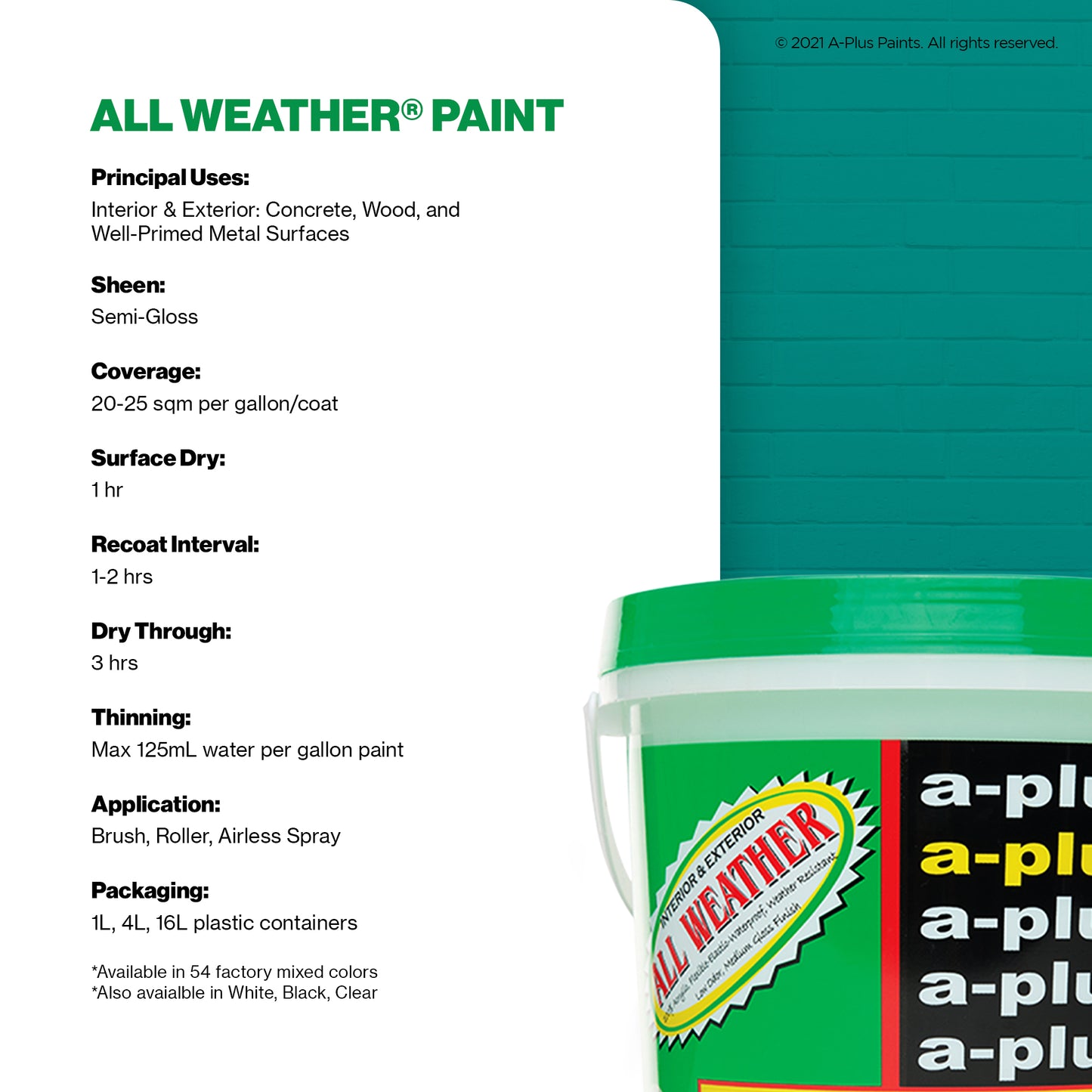 A-Plus All Weather® 2582 Bluewater Mint Elastomeric Paint