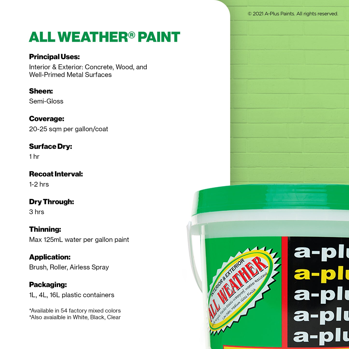 A-Plus All Weather® 2678 Amazing Green Elastomeric Paint
