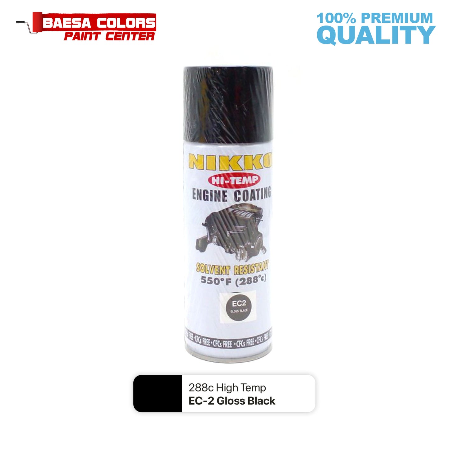Nikko Acrylic-Based Spray Paint High Temp EC-2 Gloss Black 400cc