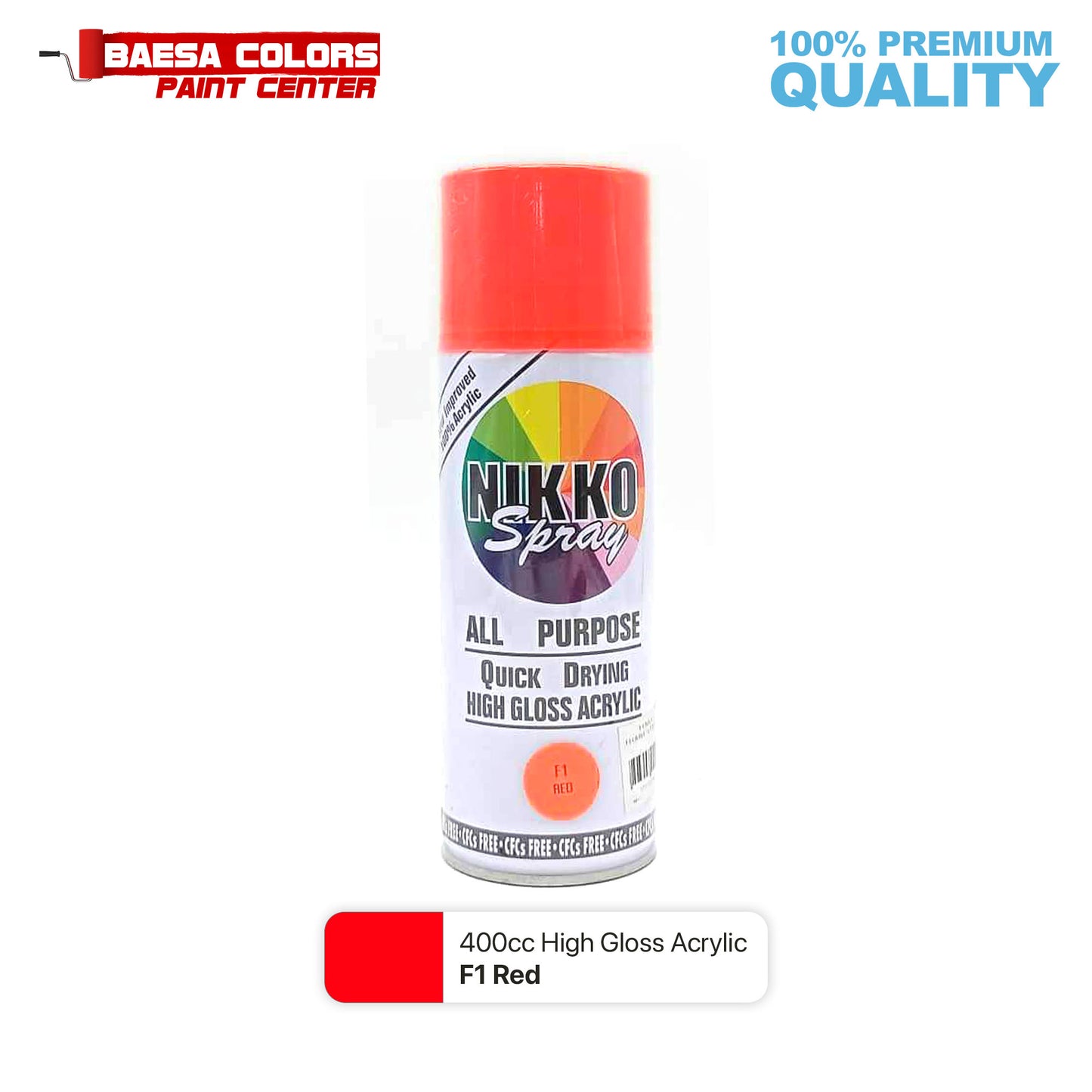 Nikko Acrylic-Based Spray Paint Flourescent F1 Red 400cc