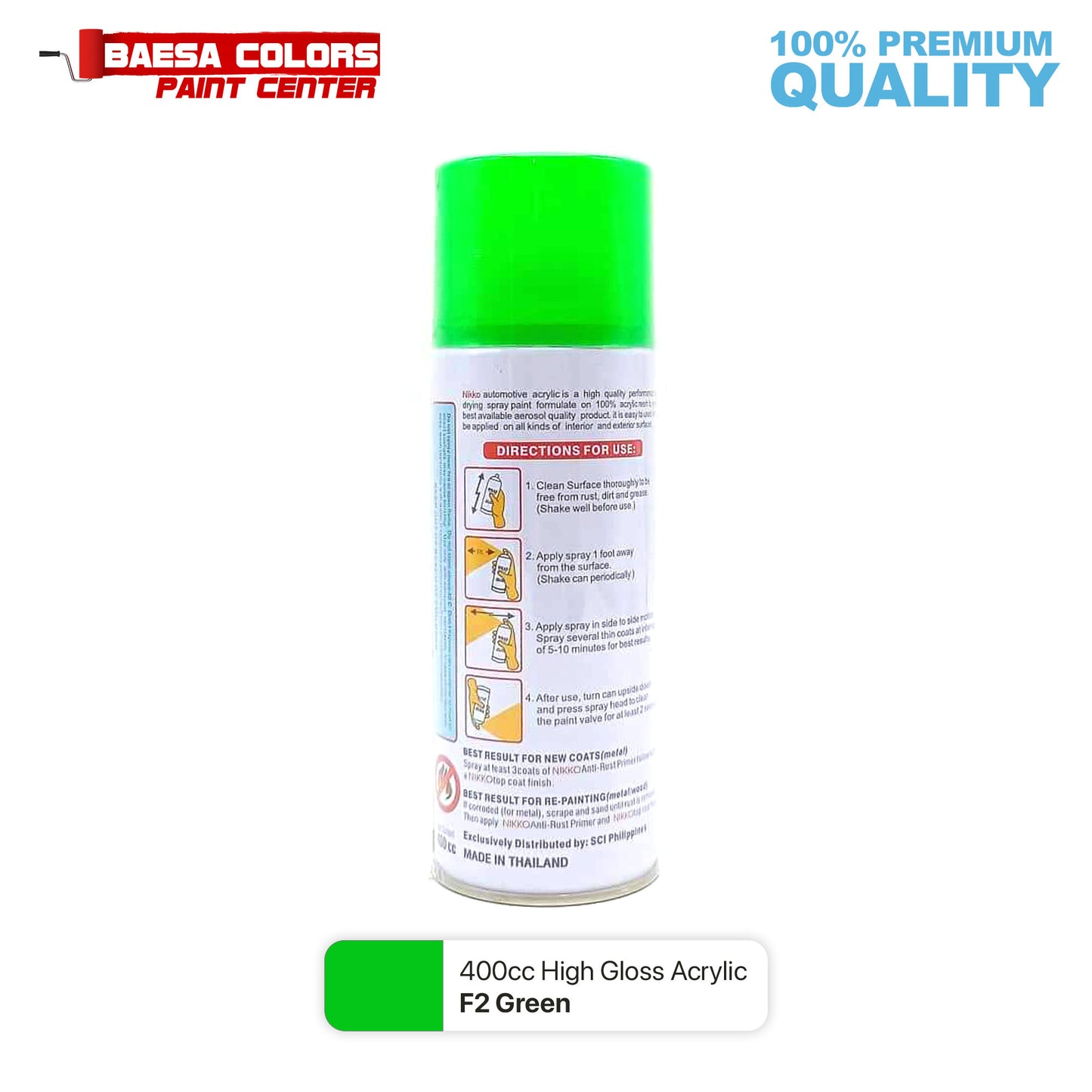 Nikko Acrylic-Based Spray Paint Flourescent F2 Green 400cc