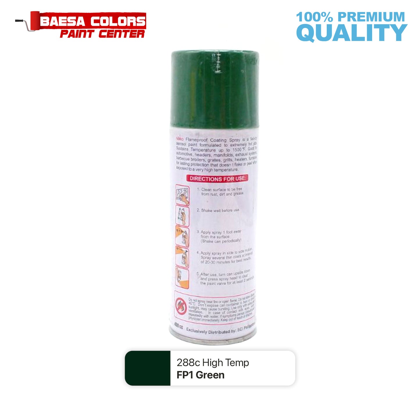 Nikko Acrylic-Based Spray Paint Flameproof FP1 Green 400cc