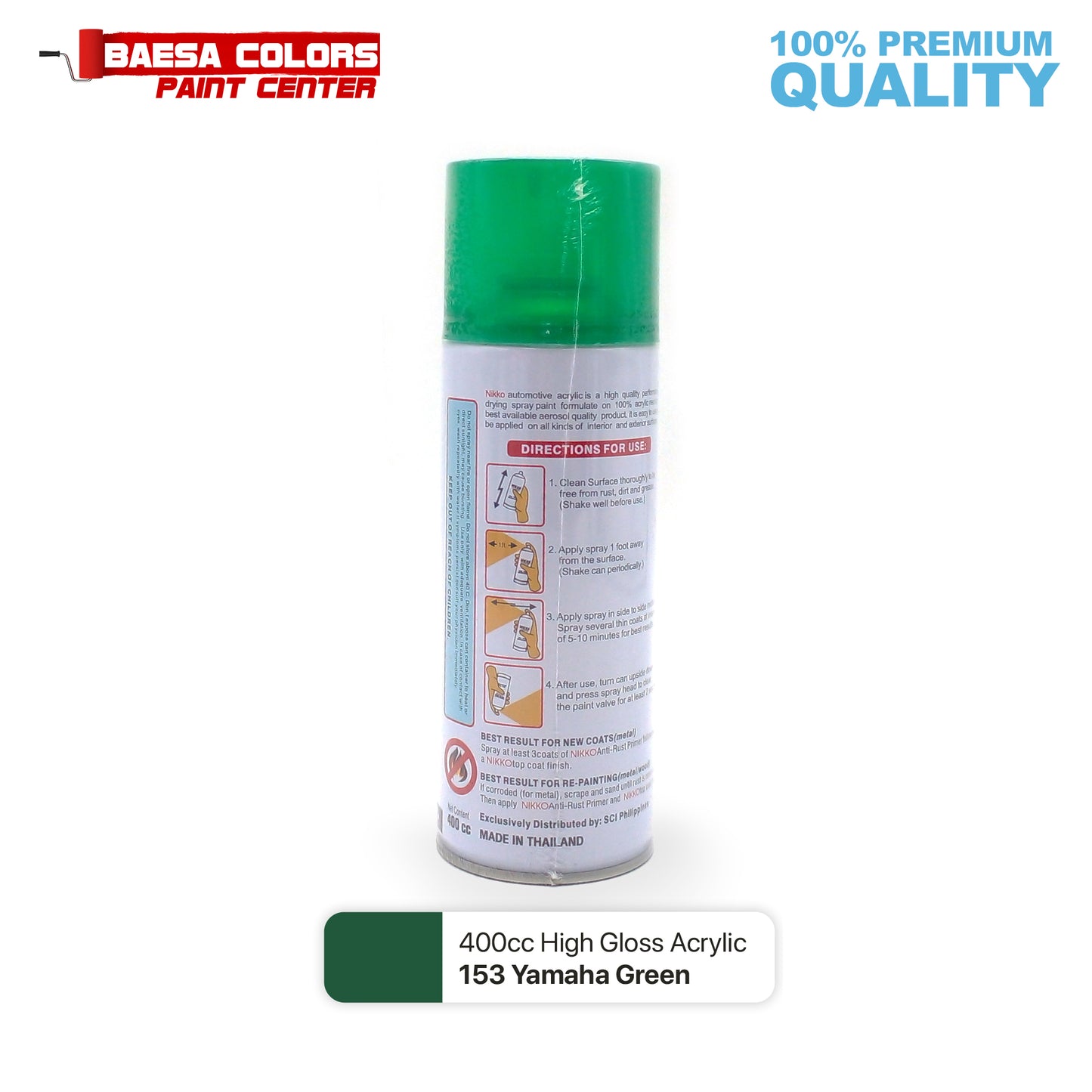 Nikko Acrylic-Based Spray Paint 153 Yamaha Green 400cc