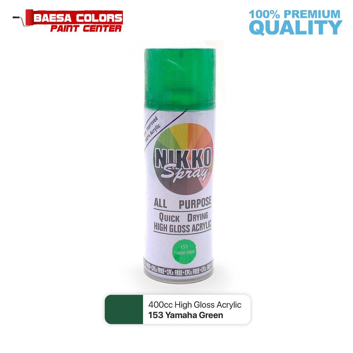 Nikko Acrylic-Based Spray Paint 153 Yamaha Green 400cc