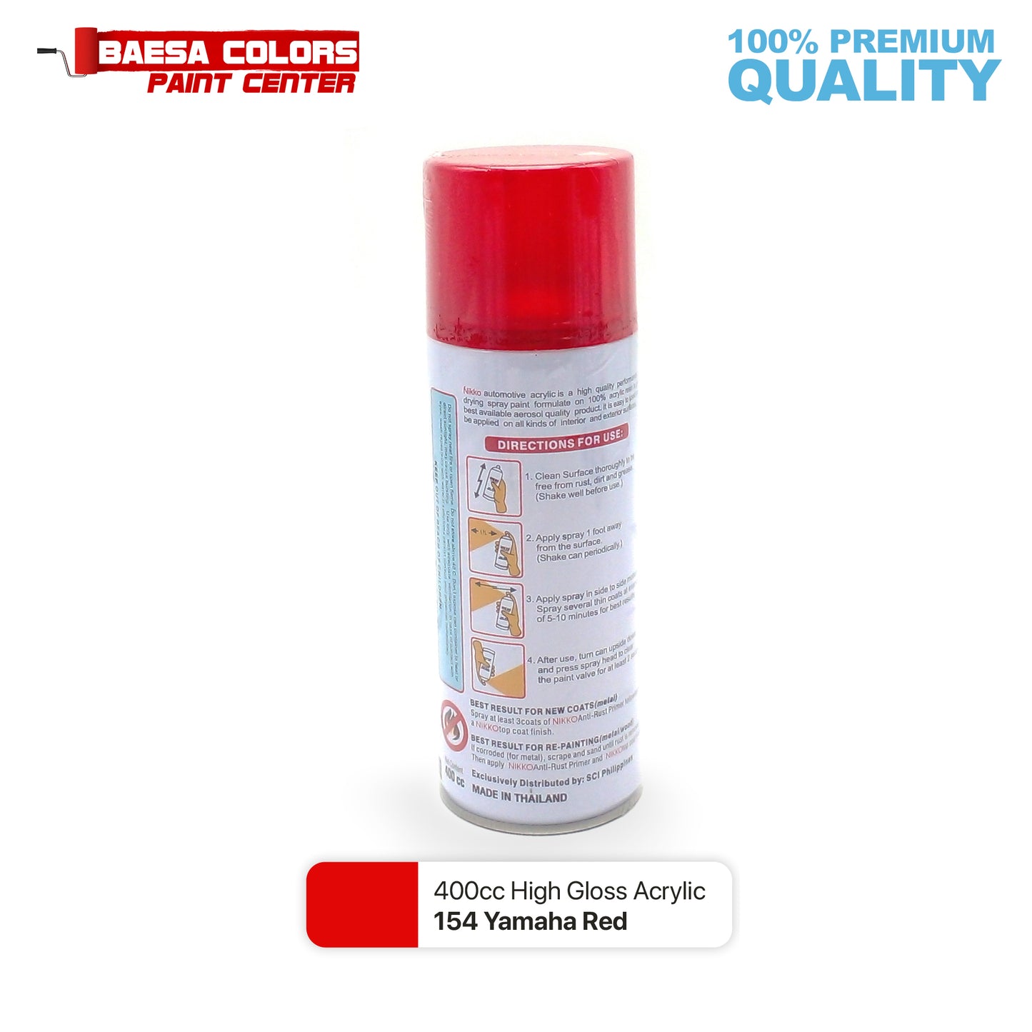 Nikko Acrylic-Based Spray Paint 154 Yamaha Red 400cc