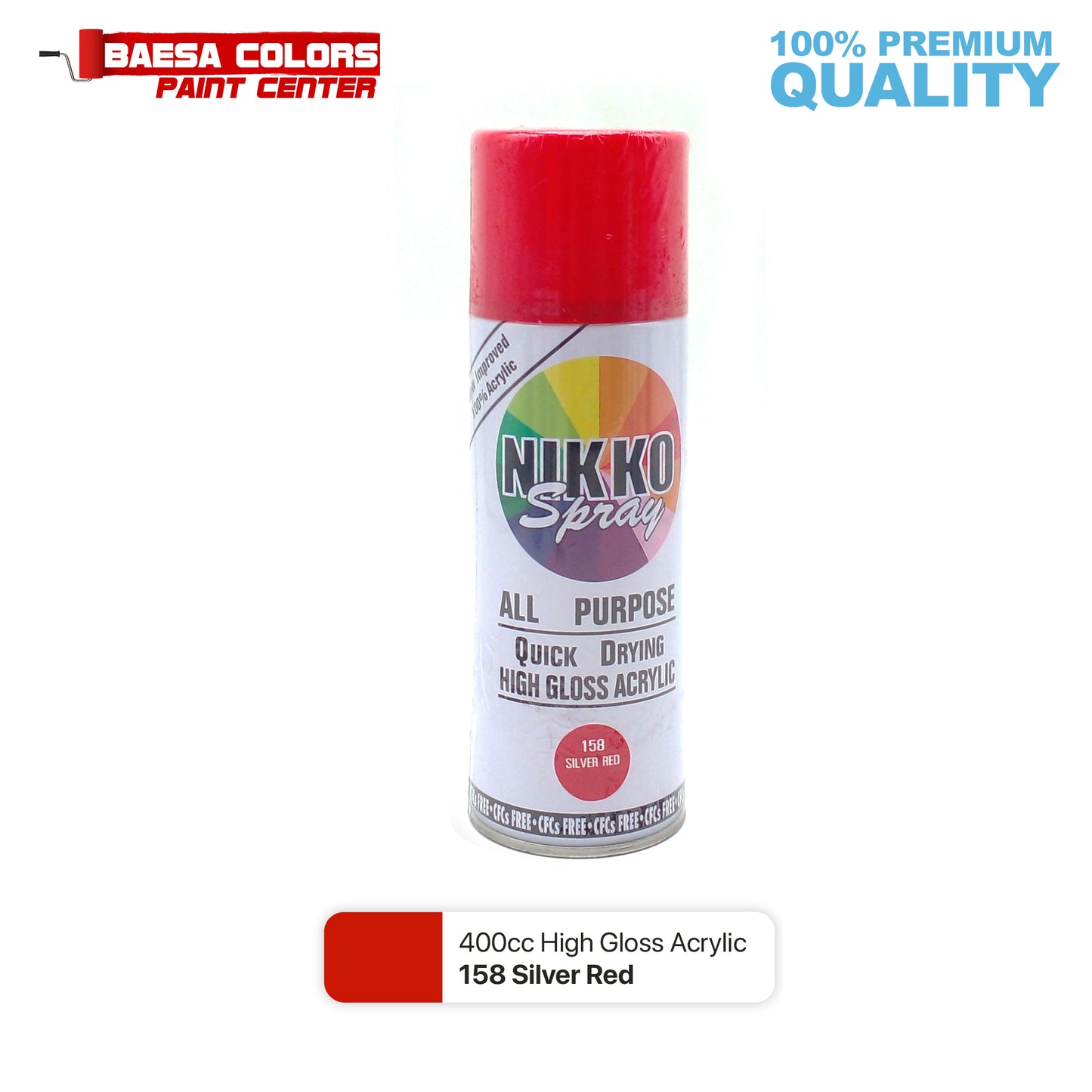 Nikko Acrylic-Based Spray Paint 158 Silver Red 400cc