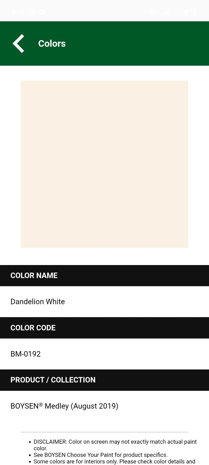 BOYSEN BM192S DANDELION WHITE SEMI-GLOSS LATEX 16L