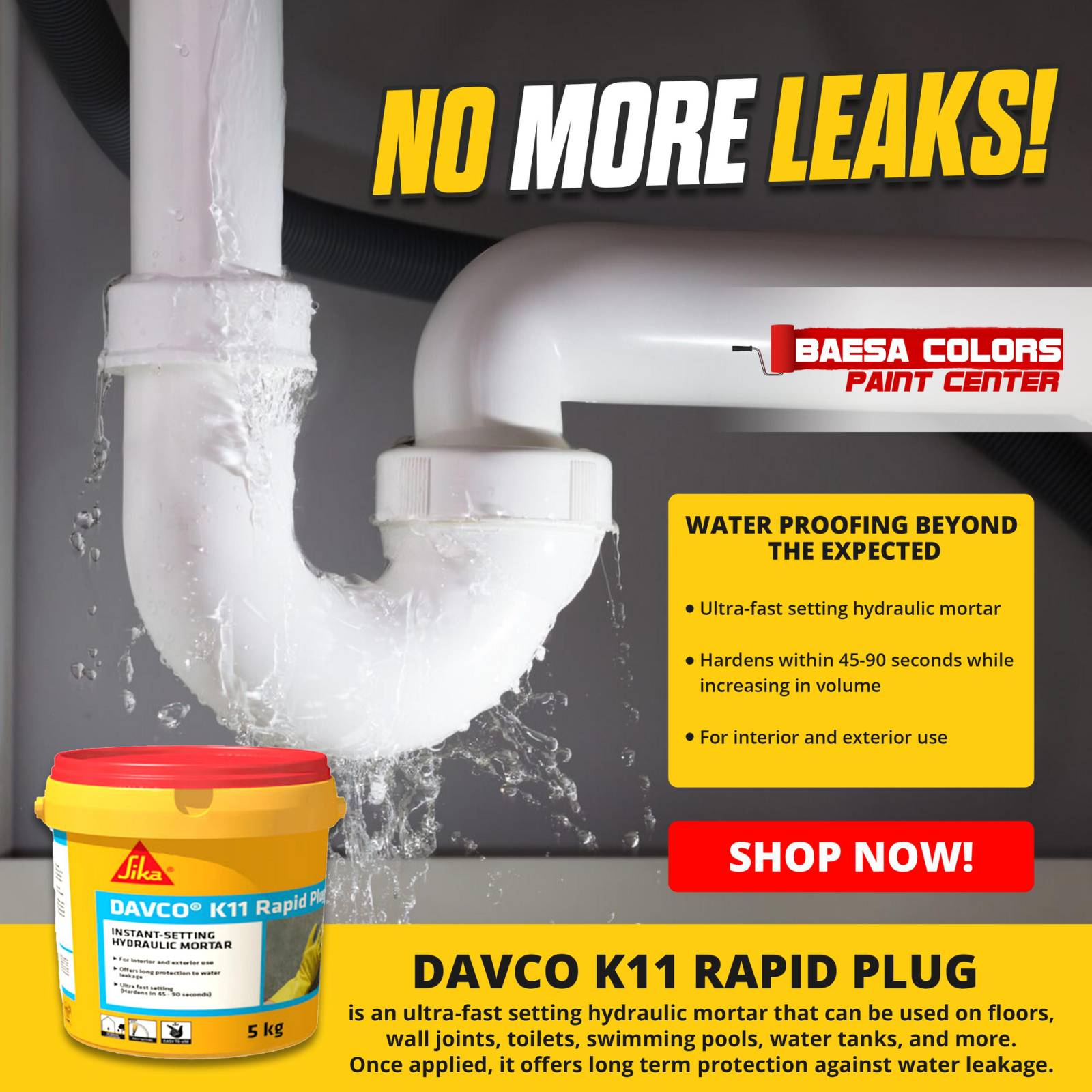 Sika Davco K11 Rapid Plug – BAESA COLORS PAINT CENTER