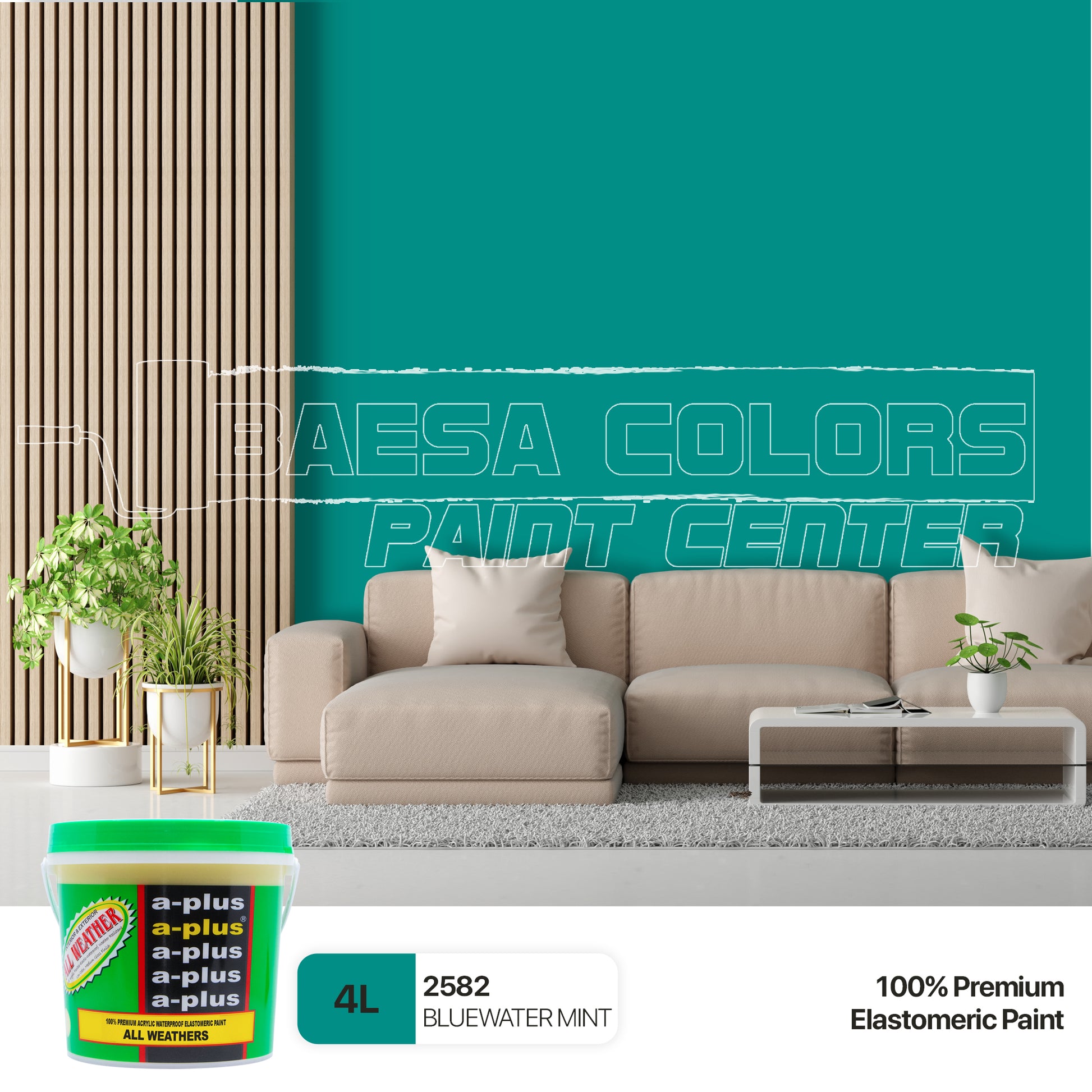 A-Plus All Weather® 2582 Bluewater Mint Elastomeric Paint – BAESA ...