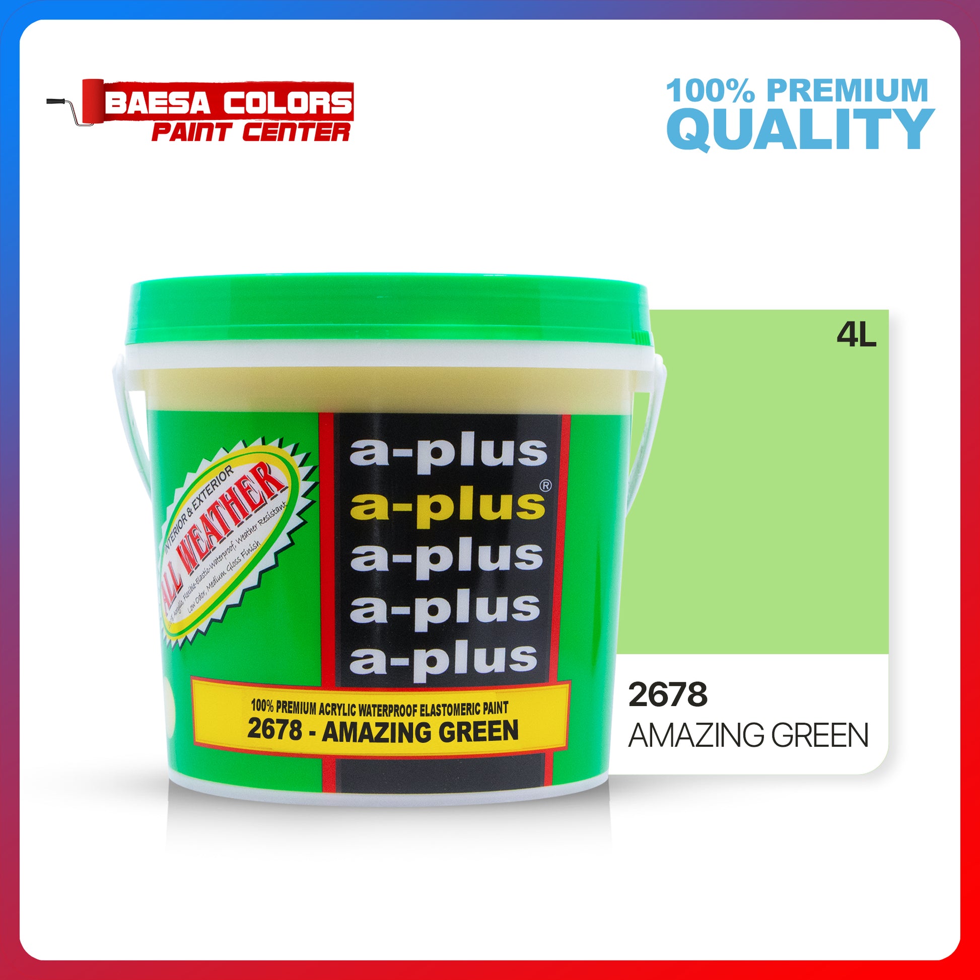 A-Plus All Weather® 2678 Amazing Green Elastomeric Paint – BAESA COLORS ...