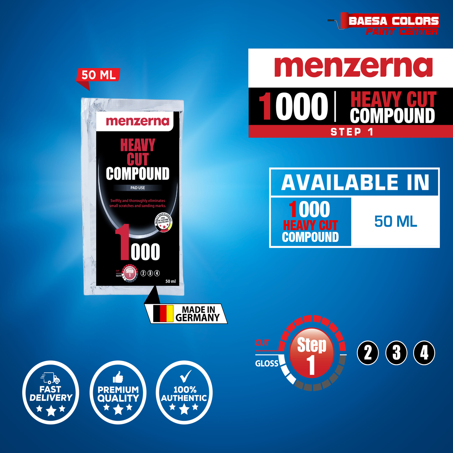 Menzerna Heavy Cut Compound 1000 Car Polish Rubbing Compound 50ml