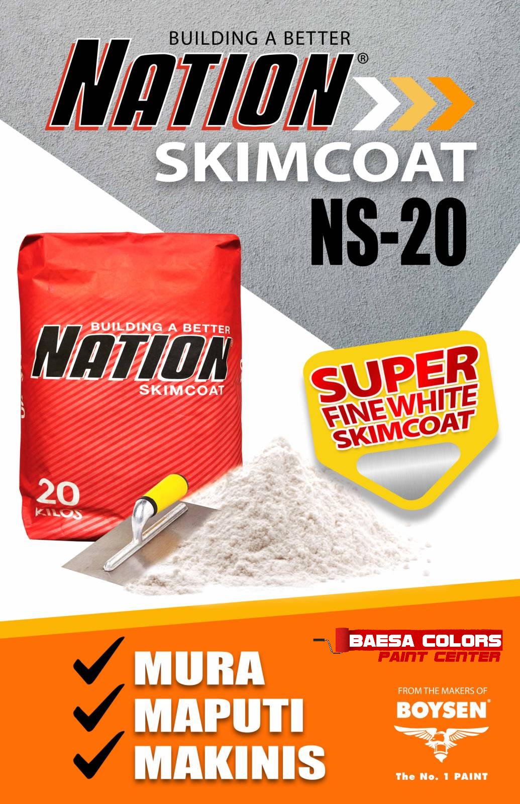 Ns Paper Color Nation™ Fine White Skimcoat NS-20 – BAESA COLORS PAINT CENTER