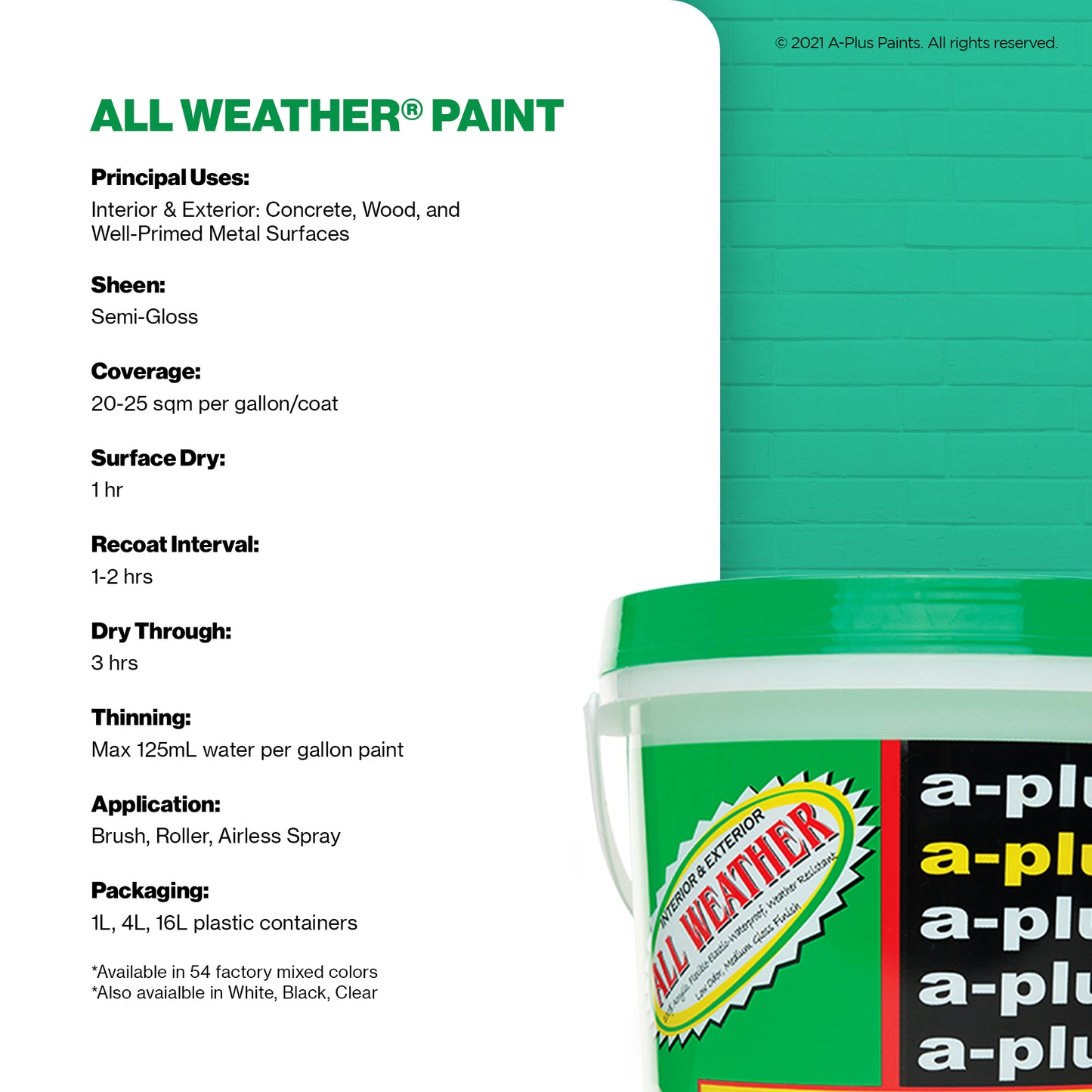 A-Plus All Weather® 2615 Aquaria Green Elastomeric Paint