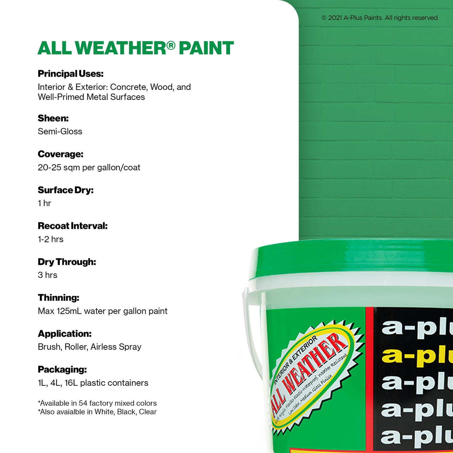A-Plus All Weather® 2625 Fortune Green Elastomeric Paint
