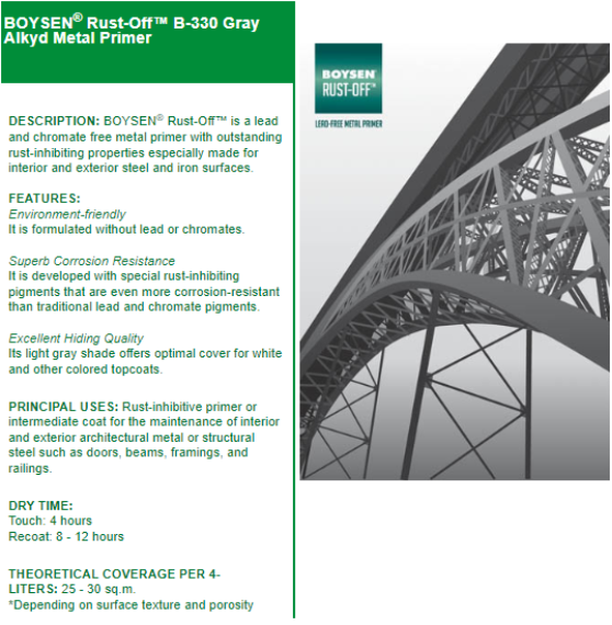 BOYSEN® Rust-Off™ B-330 Gray Alkyd Metal Primer
