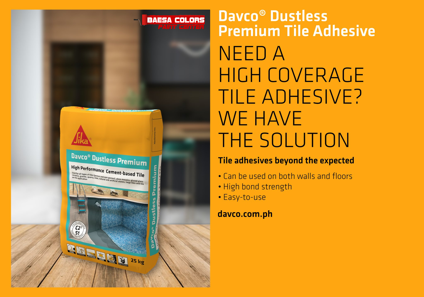 Davco Dustless Premium Tile Adhesive 25kg.