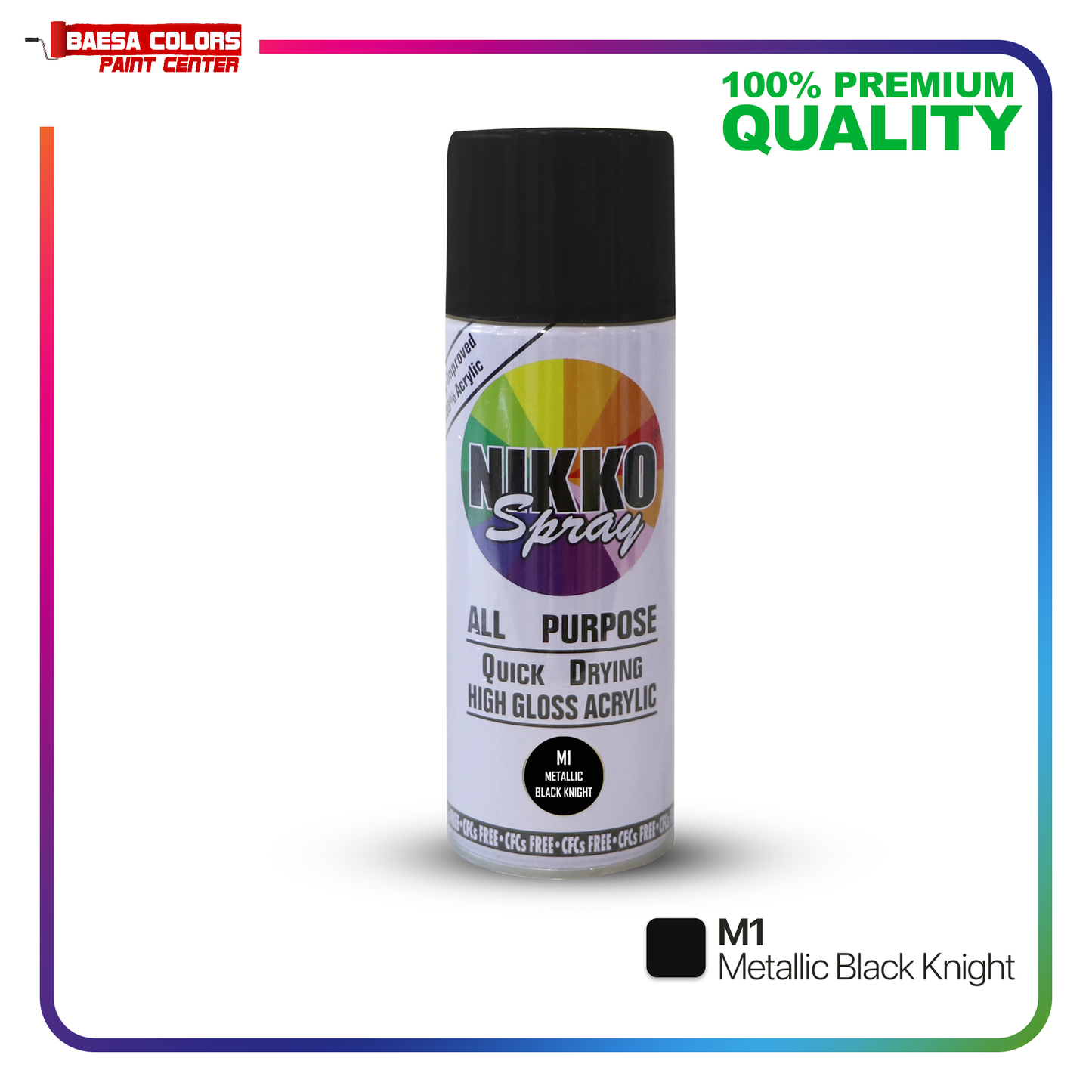Nikko Acrylic-Based Spray Paint M1 Metallic Black Knight 400cc