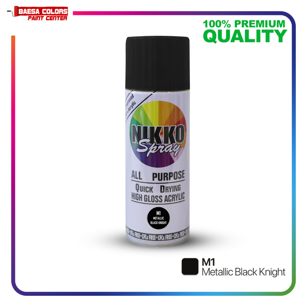 Nikko AcrylicBased Spray Paint M1 Metallic Black Knight 400cc BAESA