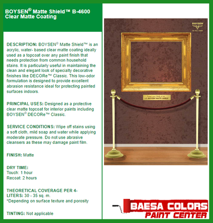 BOYSEN® Matte Shield™ B‑4600 Clear Matte Coating 4L