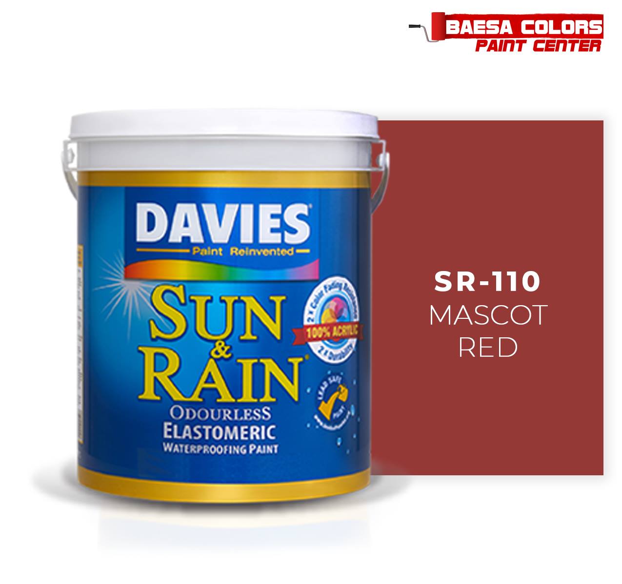 Color 110 DAVIES® SUN & RAIN® 110 Mascot Red Elastomeric Paint – BAESA COLORS ...