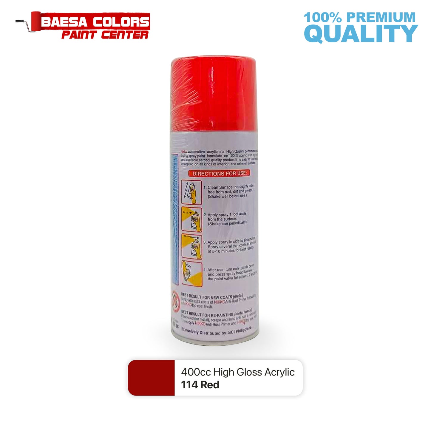 Nikko Acrylic-Based Spray Paint 114 Red 400cc