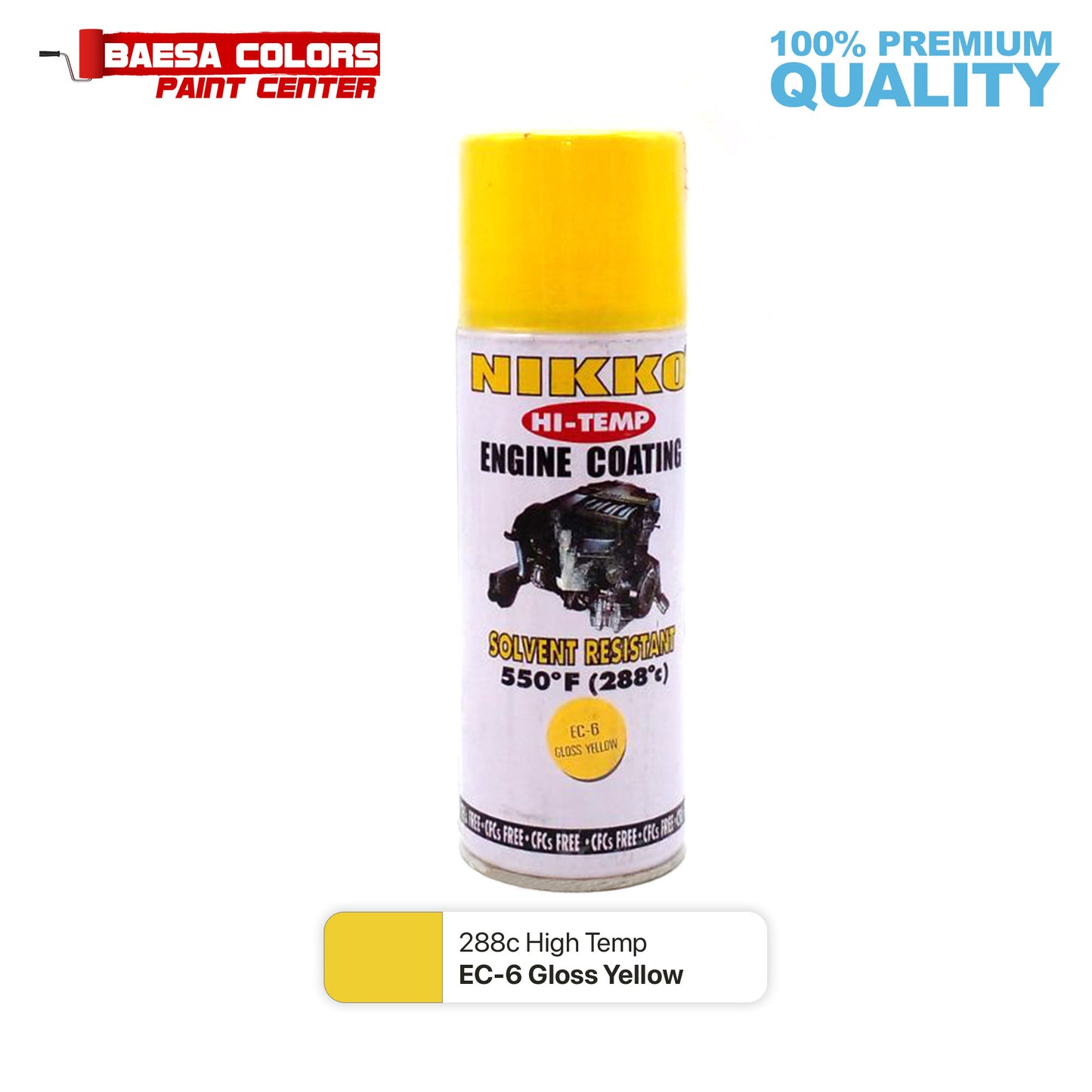 Nikko Acrylic-Based Spray Paint High Temp EC-6 Gloss Yellow 400cc