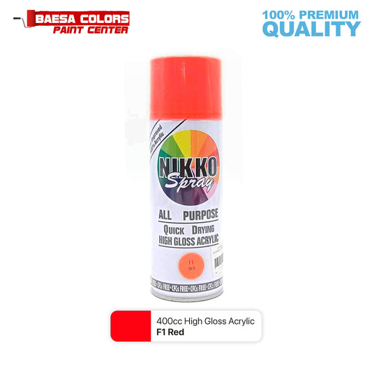 Nikko Acrylic-Based Spray Paint Flourescent F1 Red 400cc