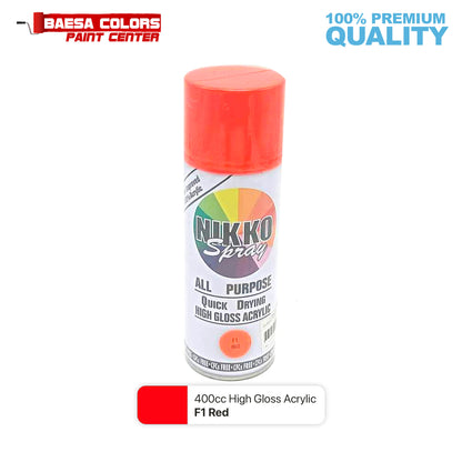 Nikko Acrylic-Based Spray Paint Flourescent F1 Red 400cc