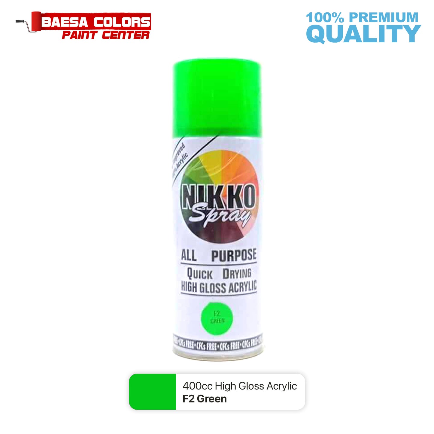 Nikko Acrylic-Based Spray Paint Flourescent F2 Green 400cc