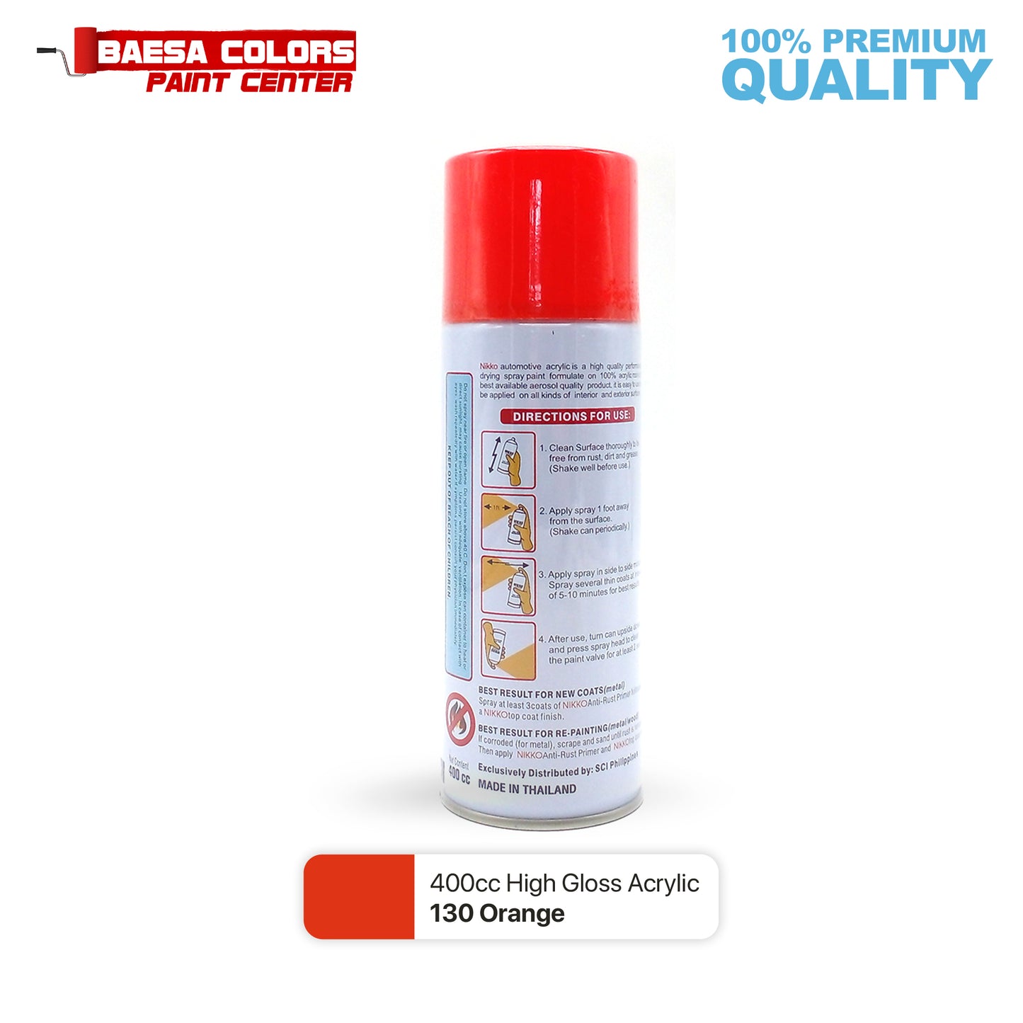 Nikko Acrylic-Based Spray Paint 130 Orange 400cc
