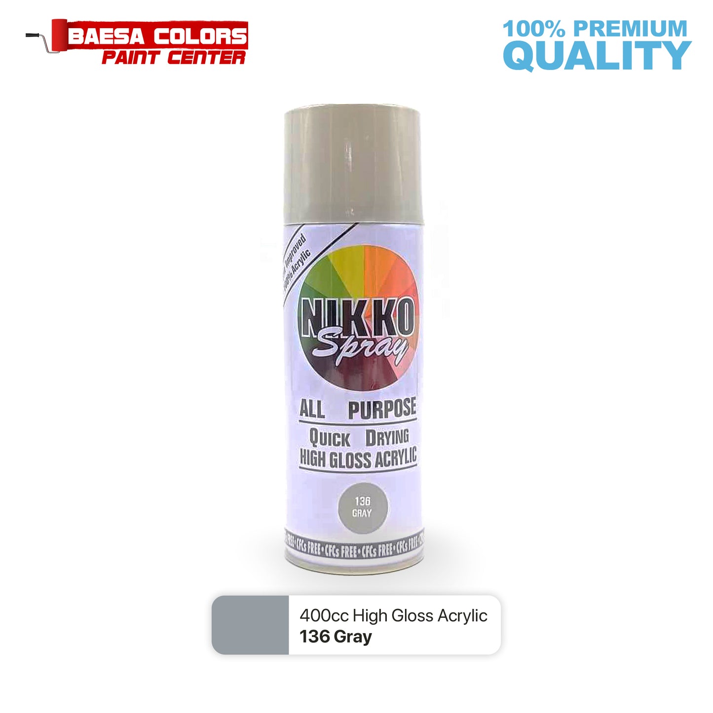 Nikko Acrylic-Based Spray Paint 136 Gray 400cc