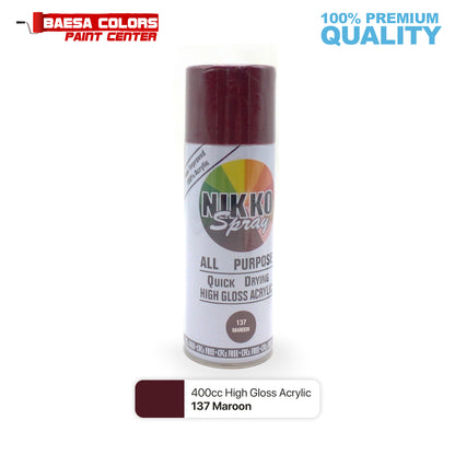 Nikko Acrylic-Based Spray Paint 137 Maroon 400cc