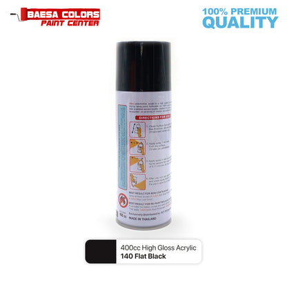 Nikko Acrylic-Based Spray Paint 140 Flat Black 400cc