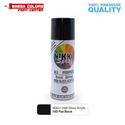 Nikko Acrylic-Based Spray Paint 140 Flat Black 400cc