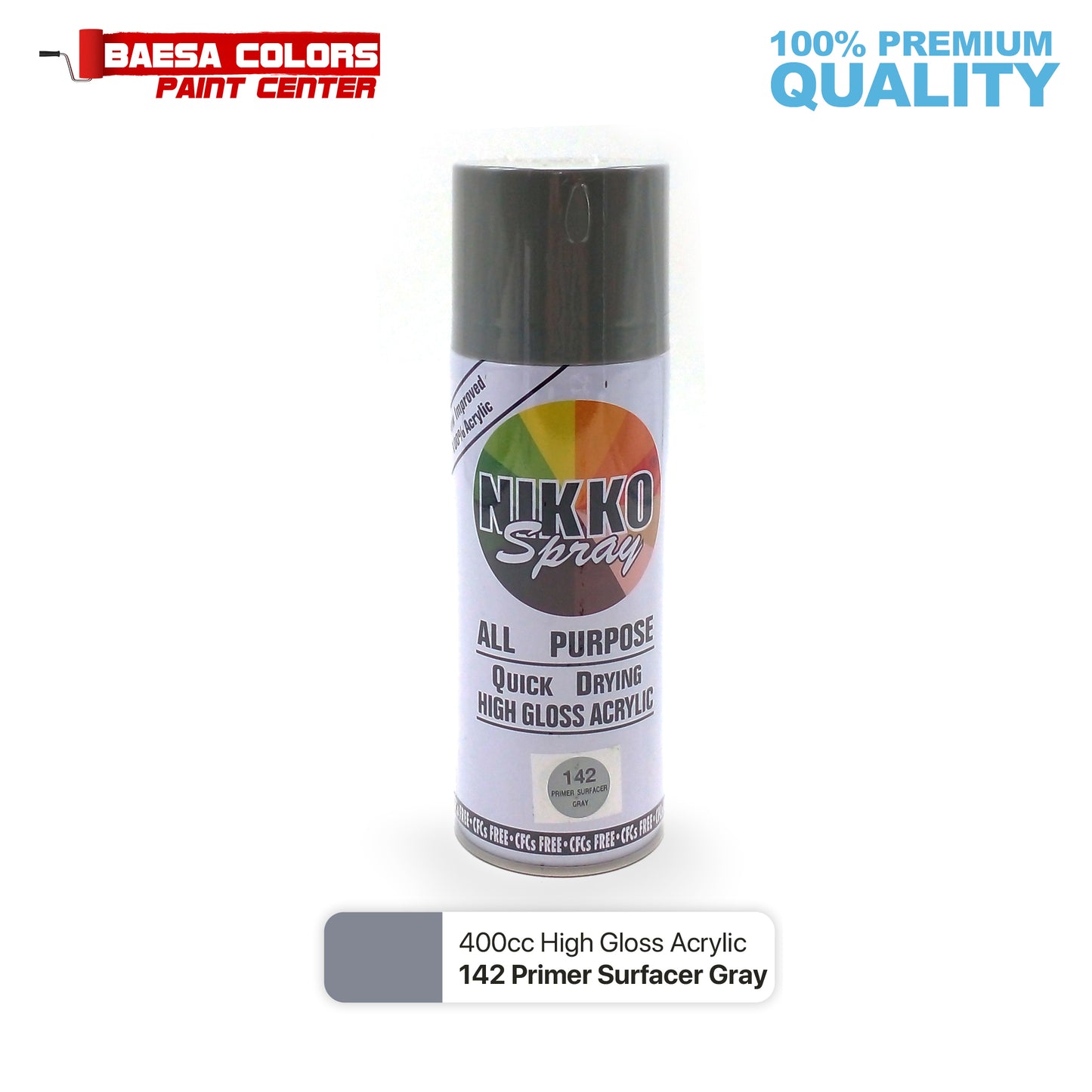 Nikko Acrylic-Based Spray Paint 142 Primer Surfacer Gray 400cc