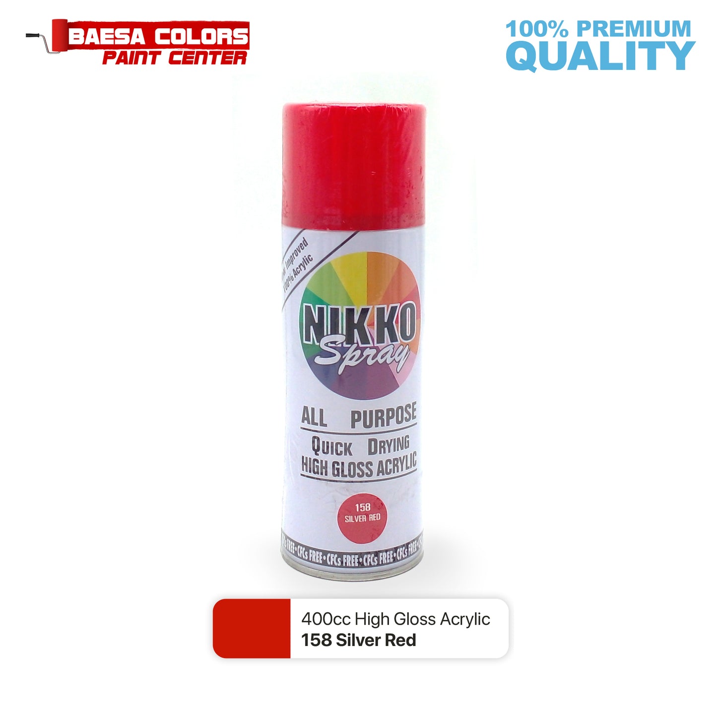 Nikko Acrylic-Based Spray Paint 158 Silver Red 400cc