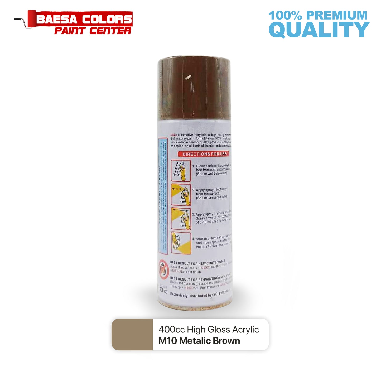 Nikko Acrylic-Based Spray Paint Metallic M10 Metallic Brown 400cc