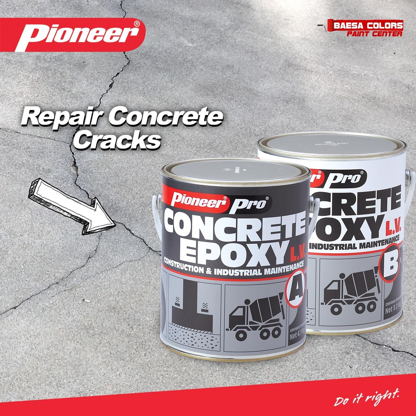 Pioneer Concrete Epoxy High Viscosity 4L Set