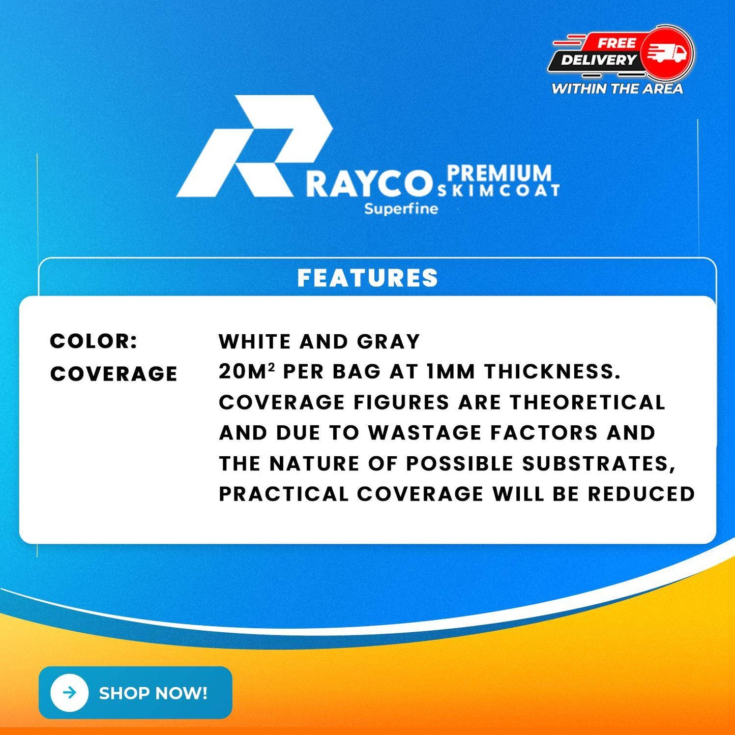 Rayco Superfine White Skimcoat 20kg.