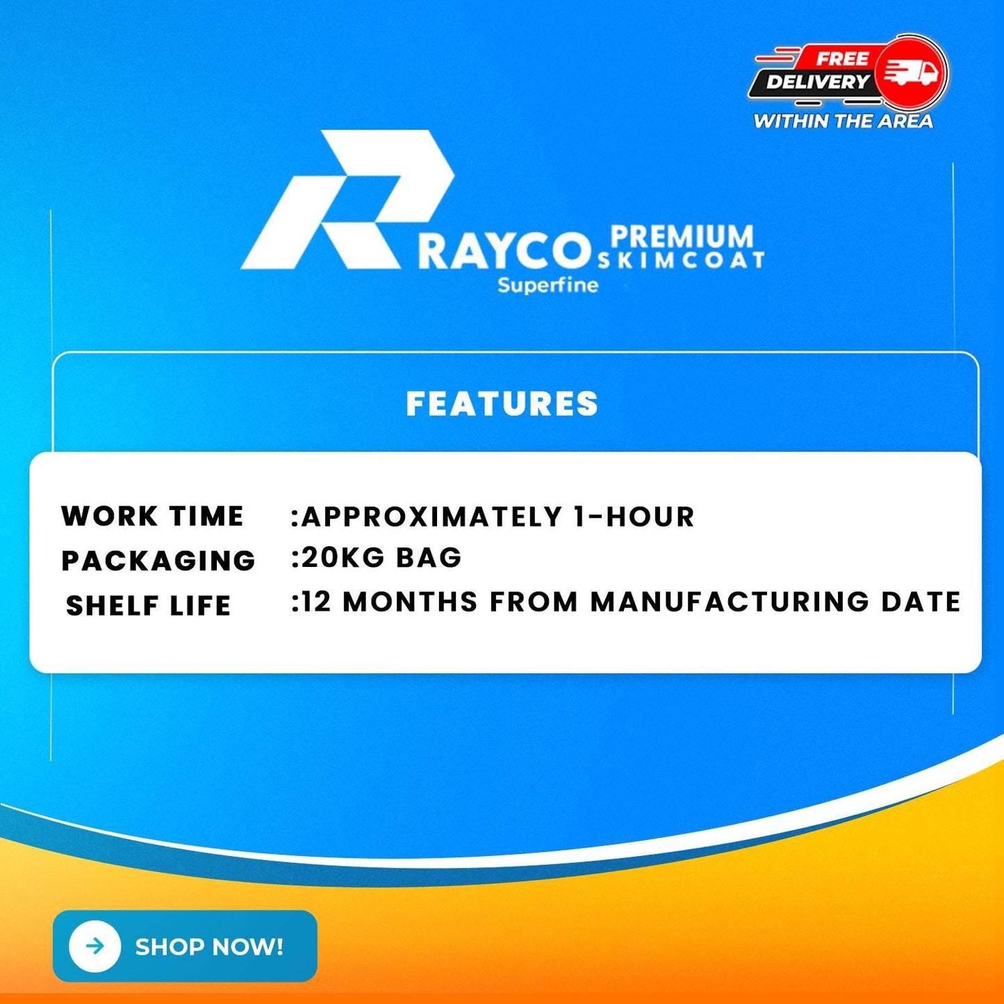 Rayco Superfine White Skimcoat 20kg.