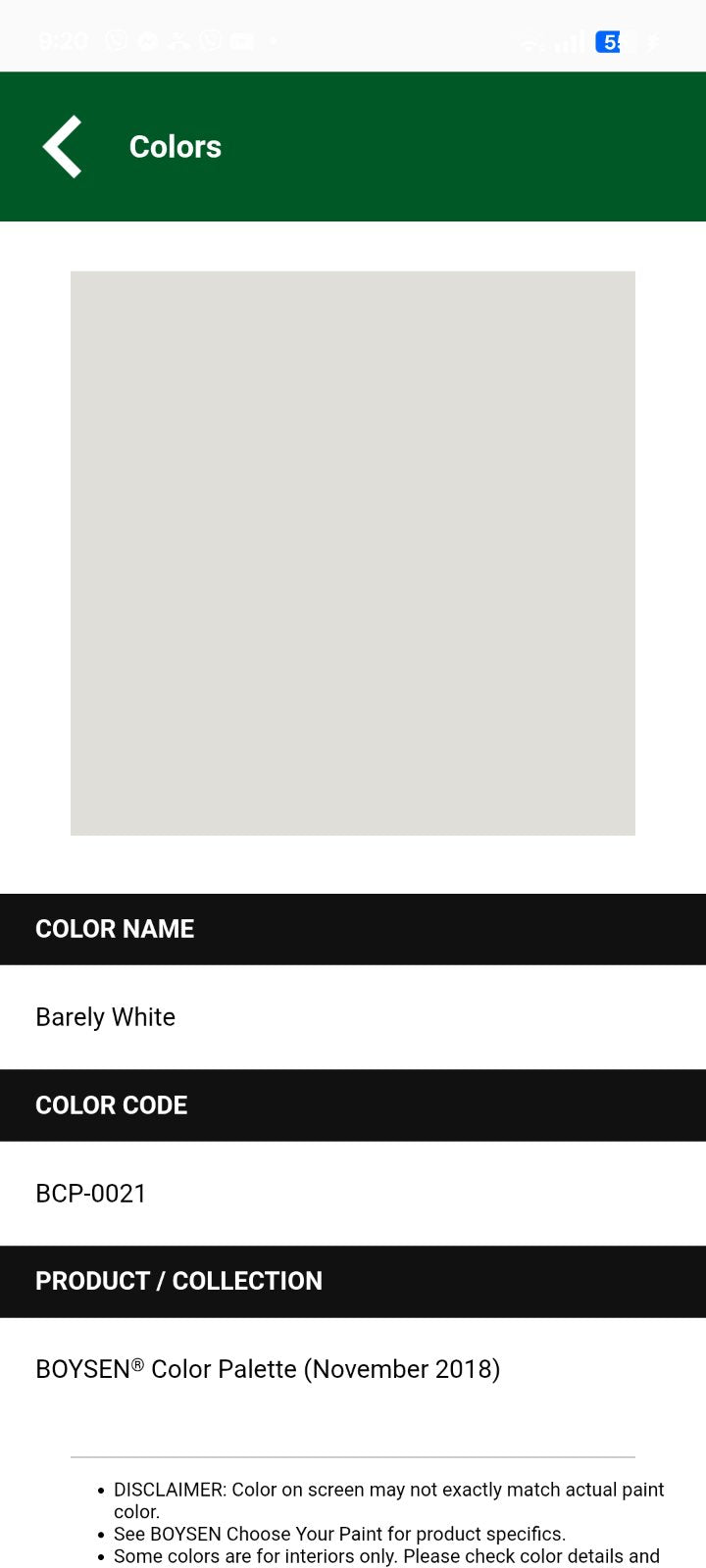 BOYSEN BCP 0021 BARELY WHITE WALLGUARD DIRT RESISTING LATEX 4L
